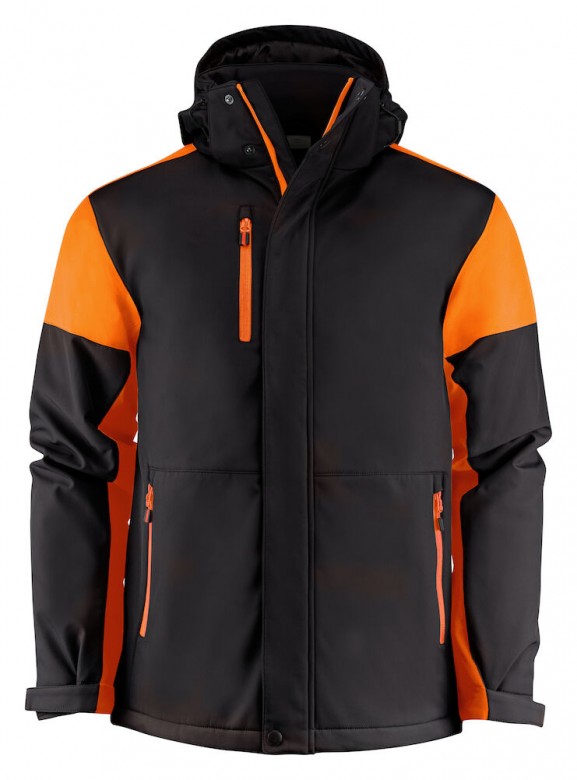 Printer Prime Padded Softshell Zwart/Oranje