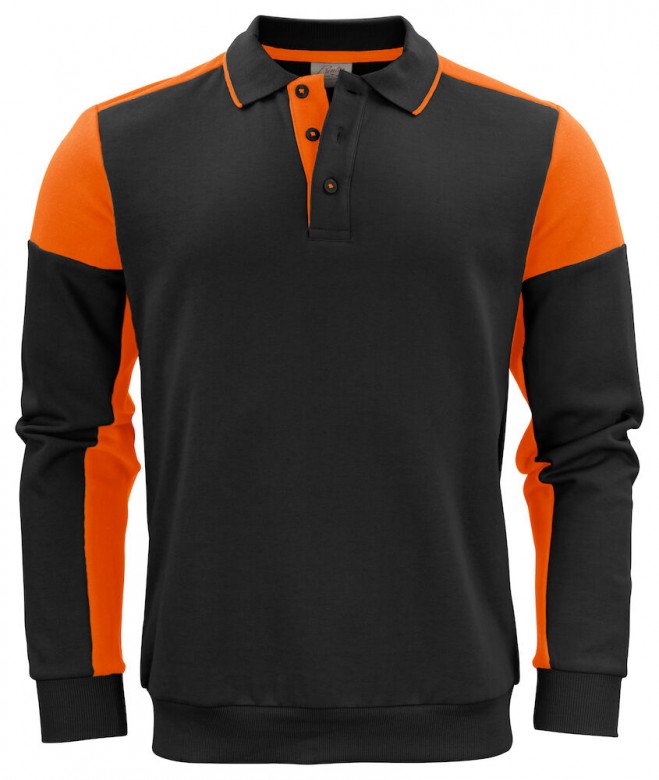 Printer Prime Polosweater Zwart/Oranje