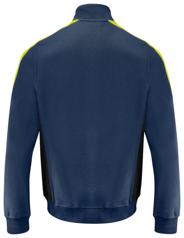 Projob 2129 Sweater met Ritssluiting  Fluo Geel/Marine