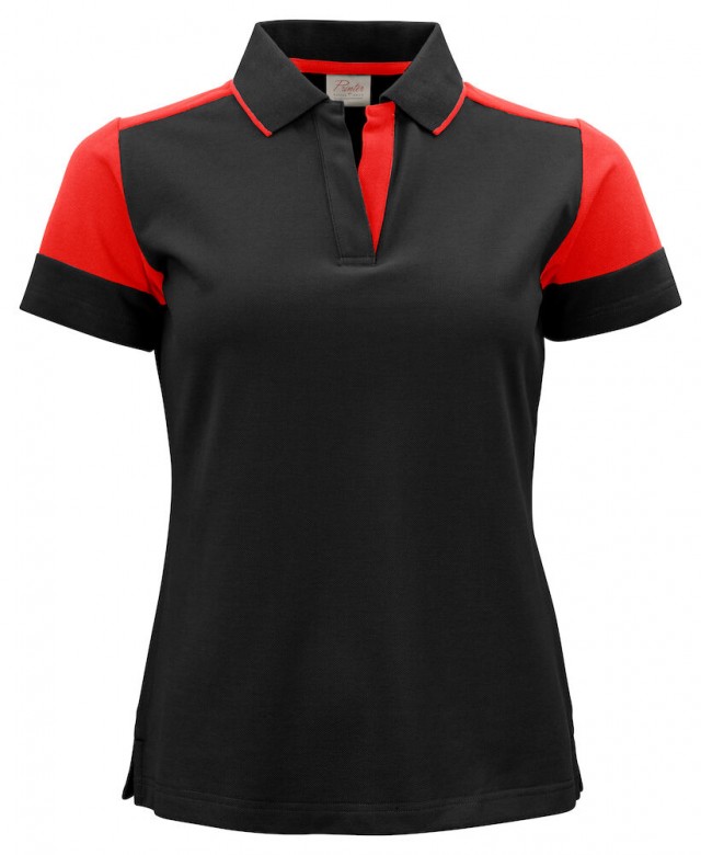 Printer Prime Polo Lady Zwart/Rood