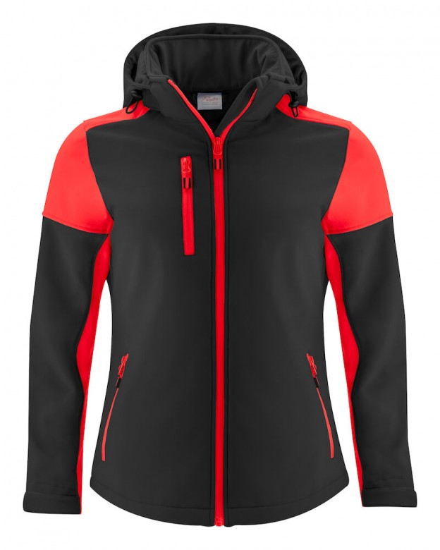 Printer Prime Softshell Lady Zwart/Rood