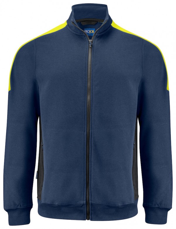 Projob 2129 Sweater met Ritssluiting  Fluo Geel/Marine