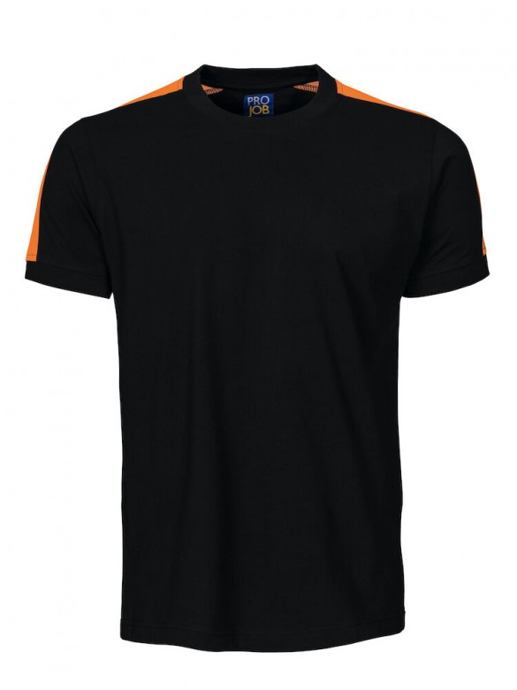 Projob 2019 T-Shirt met Fluo Inzetstukken Zwart/Oranje