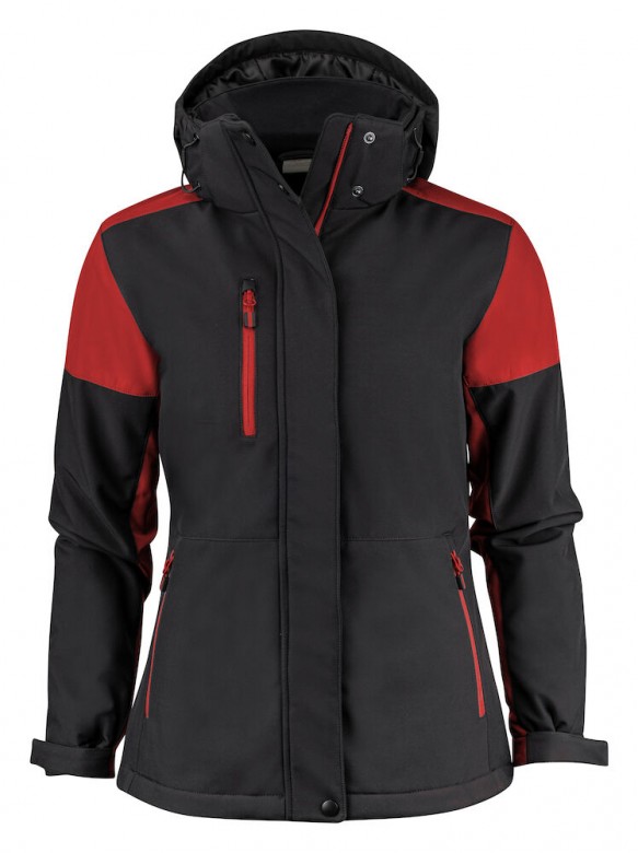 Printer Prime Padded Softshell Lady Zwart/Rood