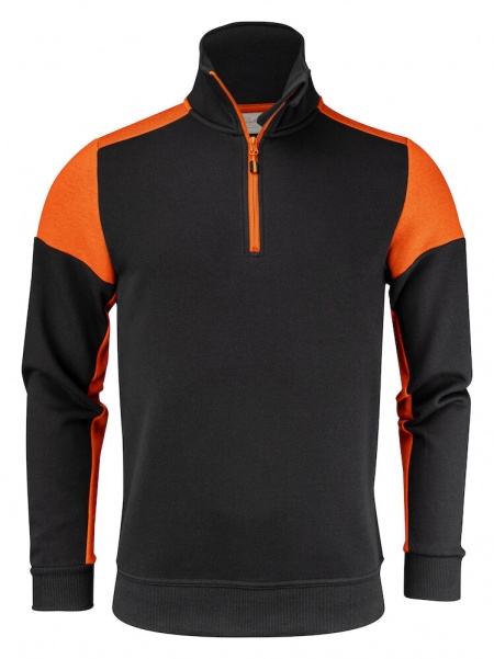 Printer Prime Halpzip Sweater Zwart/Oranje