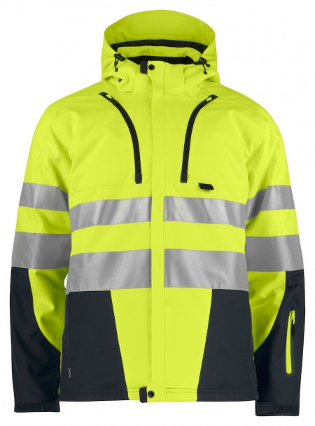 Projob 6420 Gevoerde Signalisatie Softshell ISO20471 Klasse 3  Fluo Geel/Zwart